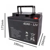 Bateria para Cadeiras de Rodas e Scooters de Mobilidade - 199x166x171 - 12v-40Ah