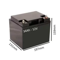 Bateria para Cadeiras de Rodas e Scooters de Mobilidade - 197x131x159 - 12v-34Ah