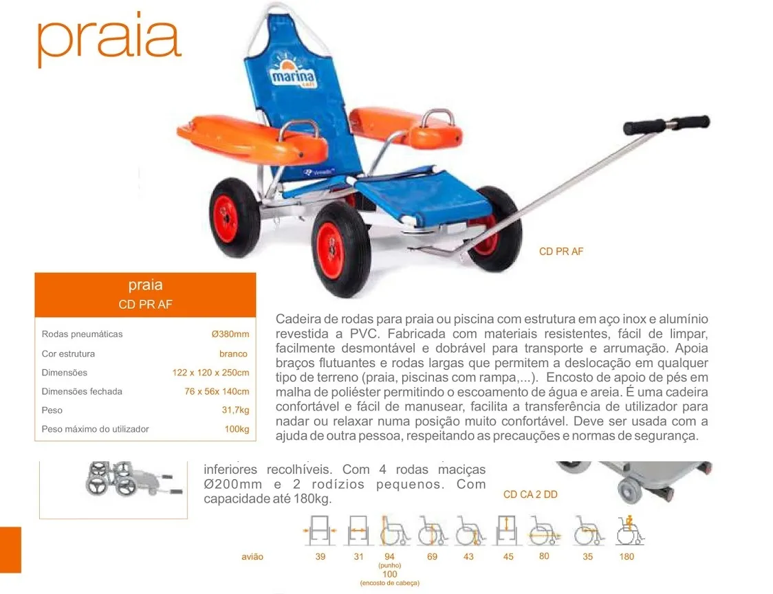 Cadeira de Rodas para Praia ou Piscina