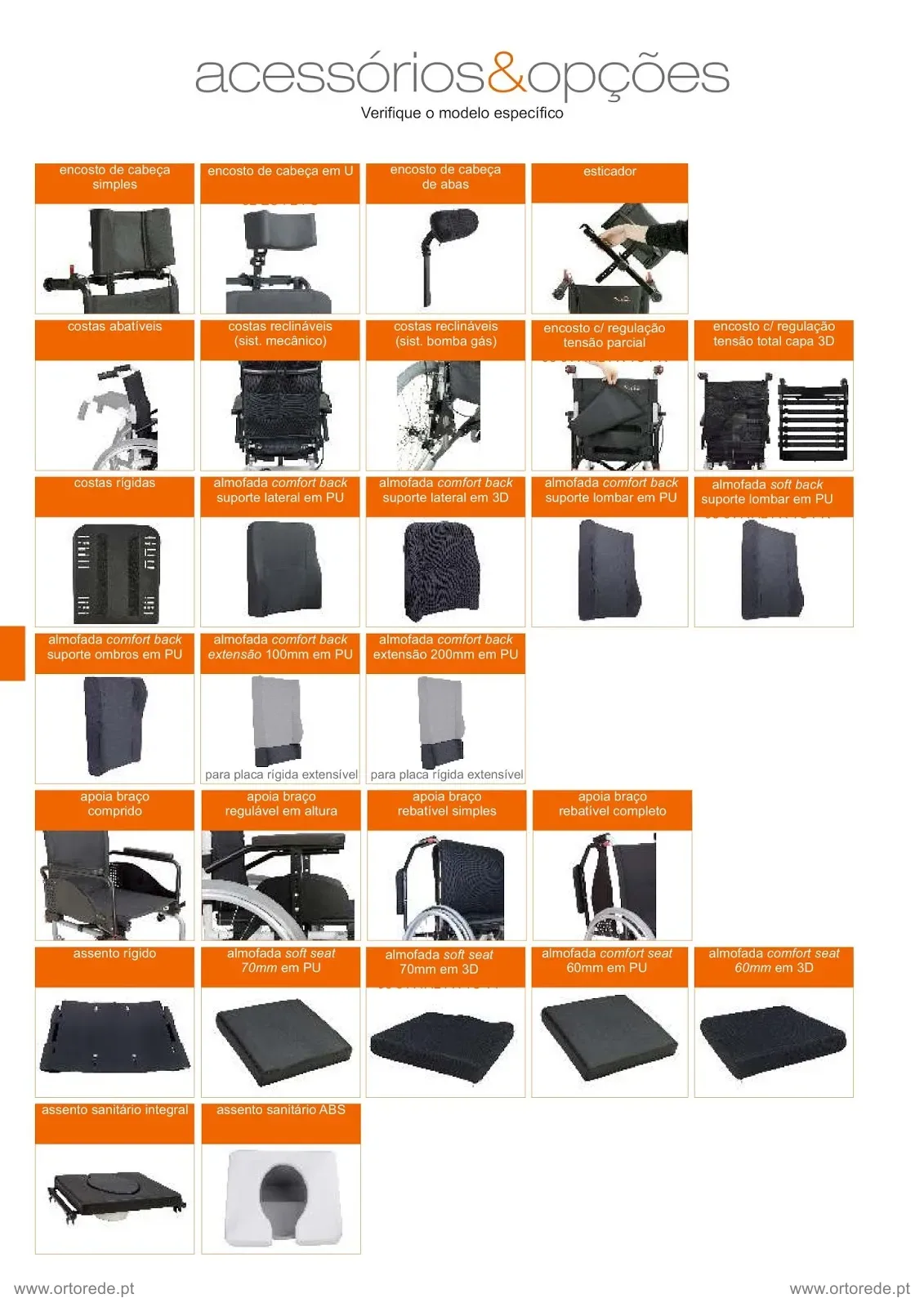 Cadeiras de Rodas Manuais Personalizadas - Acessórios, Peças e Opções - OrthosXXI